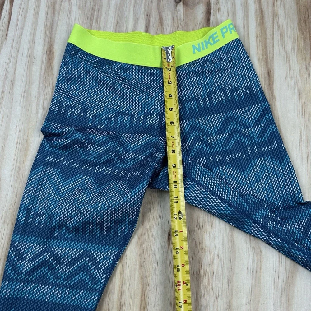 Nike Pro Women's Medium Blue Pattern Athletic Pants 744843-499 Dri-FIT Training